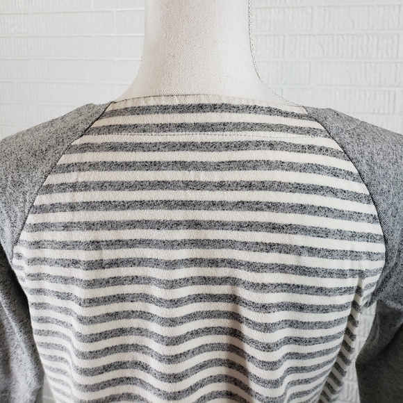 Loft Soft Gray White Stripes 3/4 Sleeve - Picture 4 of 6